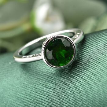Nat&uuml;rlicher Chromdiopsid Ring, 925 Silber rhodiniert  ca. 2,00 ct