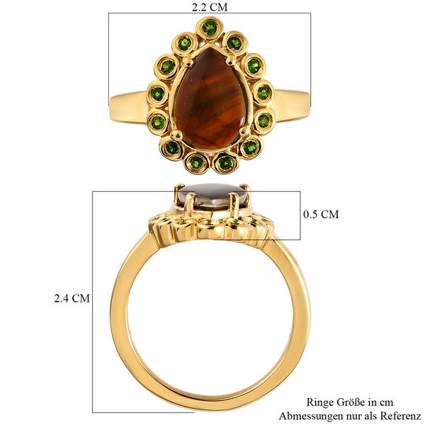Ammolit und Natürlicher Chromdiopsid Ring 925 Silber vergoldet  ca. 1,75 ct image number 7