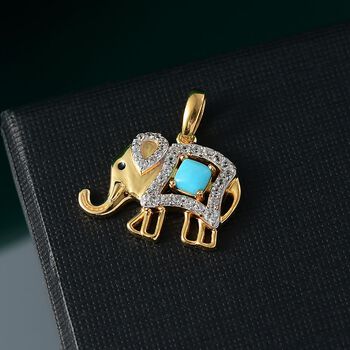 D'Joy Sleeping Beauty T&uuml;rkis und Zirkon Anh&auml;nger - 0,67 ct.