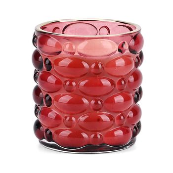LIVMORE Duftkerze im strukturierten Glas, 9x9.5cm, mit &auml;therischem &Ouml;l, 48 Std. Brenndauer, Pink Champagner, Rot