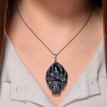 Terahertz Neunschw&auml;nzige-F&uuml;chsin-Anh&auml;nger mit Kette, Messing und Edelstahl ca. 75.00 ct