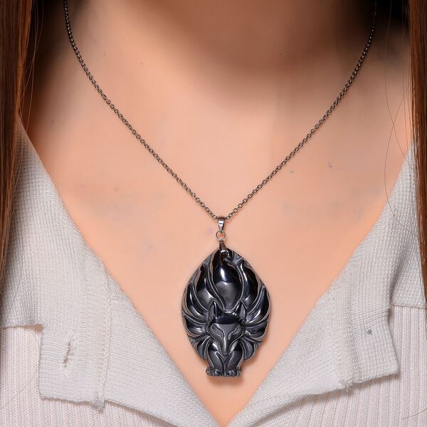 Terahertz Neunschw&auml;nzige-F&uuml;chsin-Anh&auml;nger mit Kette, Messing und Edelstahl ca. 75.00 ct image number 2