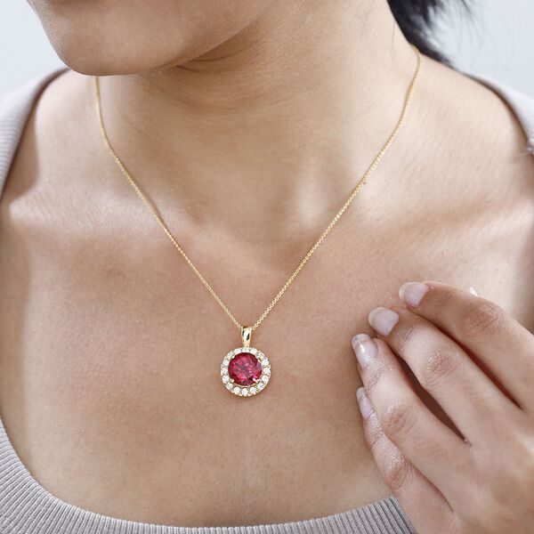 Synthetischer Padparadscha Saphir und Zirkon-Anhänger - 7,76 ct. image number 3