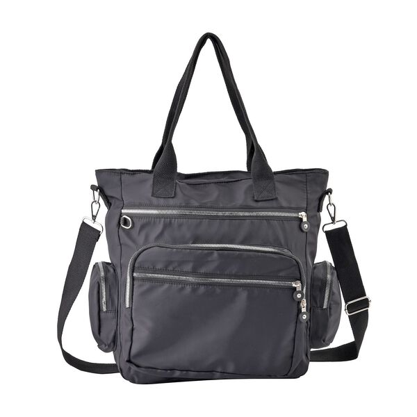 Wasserabweisende Crossbody-Tasche mit Multif&auml;cher, Grau
