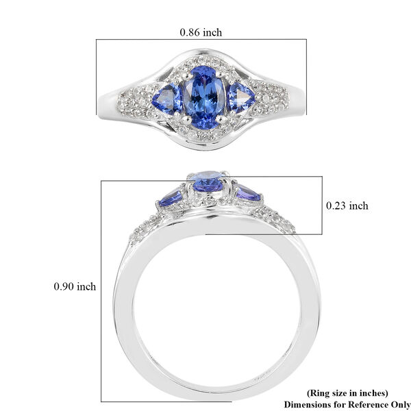 Tansanit und Zirkon Ring 925 Silber platiniert  ca. 0,97 ct image number 7