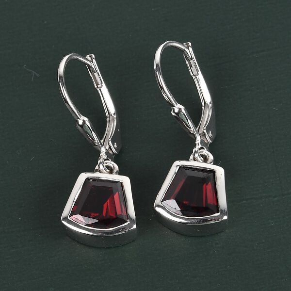 Mosambik Granat Ohrhänger 925 Silber platiniert ca. 2,87 ct  image number 2
