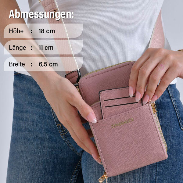 PASSAGE Crossbody Tasche, 18x6,5x11cm, Rosa image number 4