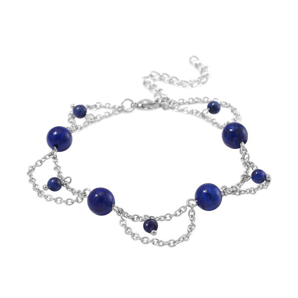 Lapislazuli Armband ca. 19 cm Reiner Edelstahl ca. 20.00 ct image number 2