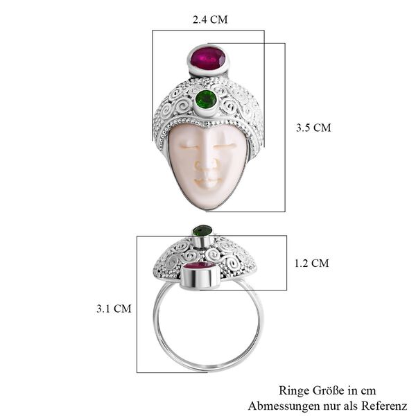 Royal Bali Kollektion - Ox-Bone, afrikanischer Rubin und Chromdiopsid Ring - 1,49 ct. image number 5