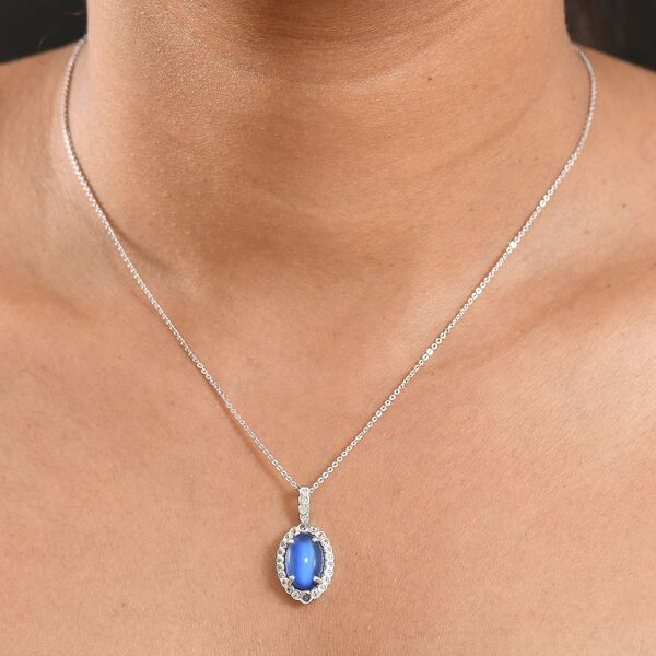 D'Joy Aurora Mondstein und Zirkon Anh&auml;nger mit 50cm Kette - 4,54 ct. image number 3