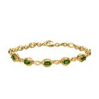 Natürlicher Chromdiopsid Armband, ca. 19 cm 925 Silber vergoldet ca. 1.72 ct