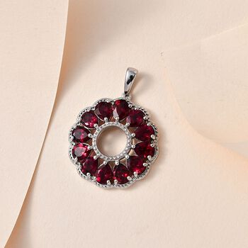 AAA Orissa Rose Granat Anh&auml;nger, 925 Silber platiniert ca. 5.17 ct