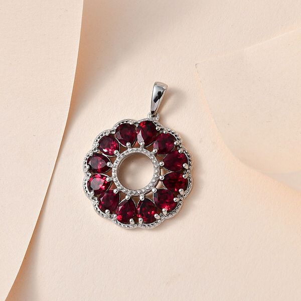 AAA Orissa Rose Granat Anh&auml;nger, 925 Silber platiniert ca. 5.17 ct image number 2