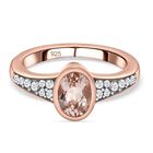 Morganit und weißer Zirkon-Ring, 925 Silber Roségold Vermeil (Größe 20.00) ca. 0,99 ct