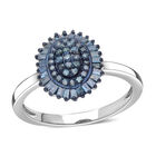 Blauer Diamant Ring, 925 Silber platiniert (Größe 20.00) ca. 0.50 ct