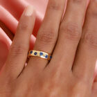 Blauer Saphir Band Ring 925 Silber 585 Vergoldet image number 2