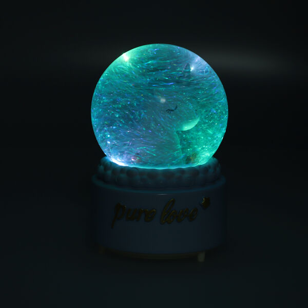 Glitzerkugel Musik und Licht, 15x10 cm, Einhorn, Blau image number 5