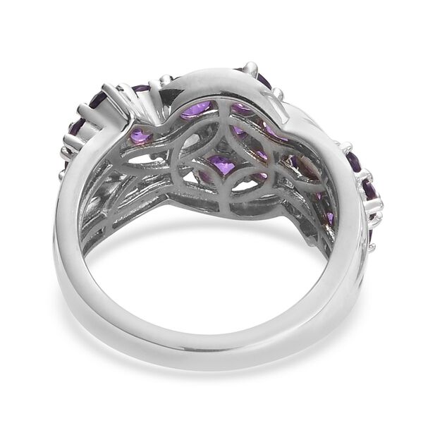 Lusaka Amethyst und Zirkon Ring 925 Silber Platin-Überzug image number 5