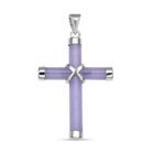 Lila Jade Kreuz-Anhänger, gefärbt, 925 Silber rhodiniert ca. 5.00 ct