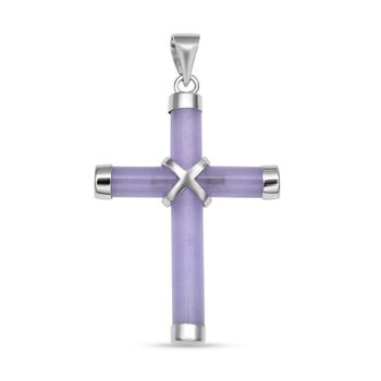 Lila Jade Kreuz-Anh&auml;nger, gef&auml;rbt, 925 Silber rhodiniert ca. 5.00 ct