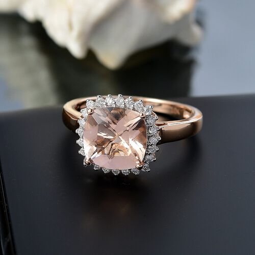AAA Morganit, Weißer Diamant Ring 417 Gold (Größe 19.00) ca. 4,14 ct image number 1