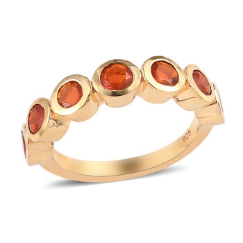 Purpurroter Feuer Opal 7 Stein Ring 925 Silber vergoldet  ca. 0,83 ct