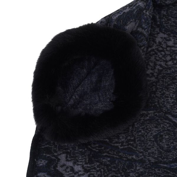 LA MAREY - Kunstfell Poncho mit Kapuze, One Size, Schwarz image number 3