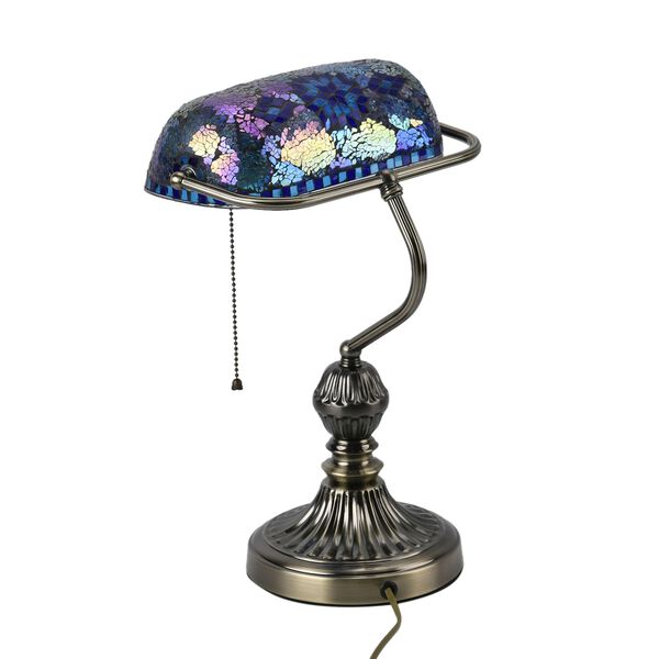 Handgefertigte Mosaik Kunst Bankerlampe, saphirblau Glühbirne nicht enthalten image number 7