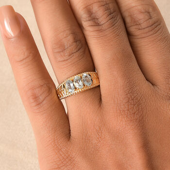 Himmelblauer Topas Ring 316L Edelstahl vergoldet (Gr&ouml;&szlig;e 20.00) ca. 1.64 ct