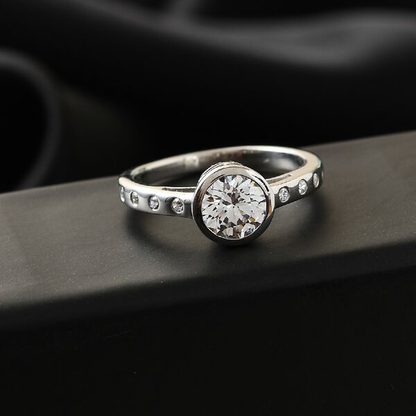 LUSTRO STELLA Hergestellt mit ZIRKONIA Solit&auml;r Ring 925 Silber Platin-&Uuml;berzug (Gr&ouml;&szlig;e 16.00) ca. 1,76 ct image number 2