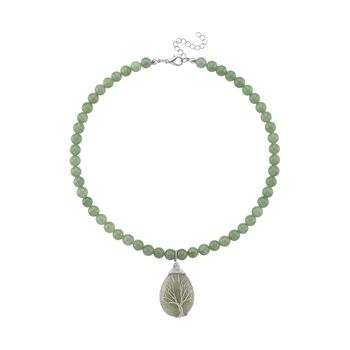 Gr&uuml;ne Aventurin Halskette, ca. 45 cm + 5 cm extender, ca. 230.00 ct