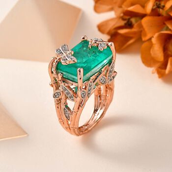 GP Italian Garden Kollektion- Smaragd Triplett Quarz, Zirkon und blauer Saphir-Ring- 18,80 ct.