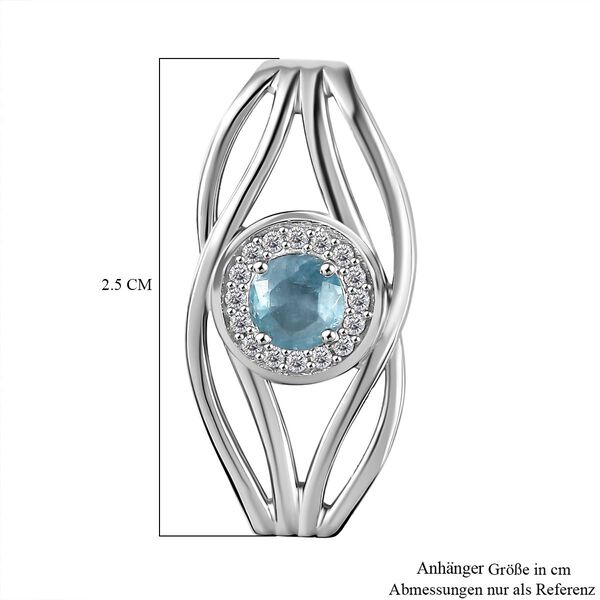 TUCSON FIND - Natürlicher AA Aqua Kyanit, Weißer Zirkon Anhänger 925 Silber rhodiniert ca. 0.79 ct image number 6
