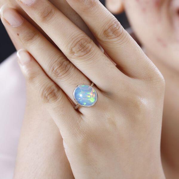 AAAA Natürlicher, äthiopischer Welo Opal Ring in 950 Platin - 5,27 ct. image number 9