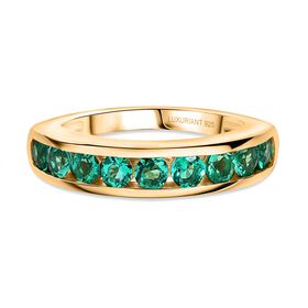 AAA Lab Created Kolumbianischer Smaragd Ring 925 Silber 750 Gelbgold Vermeil (Größe 18.00) ca. 0,95 ct AAA Lab Created Kolumbianischer Smaragd Ring 925 Silber 750 Gelbgold Vermeil (Größe 18.00) ca. 0,95 ct