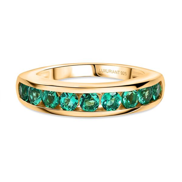 AAA Lab Created Kolumbianischer Smaragd Ring 925 Silber 750 Gelbgold Vermeil (Größe 18.00) ca. 0,95 ct image number 0