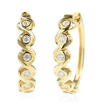 Moissanit Creolen, 925 Silber Gelbgold Vermeil ca. 0,31 ct