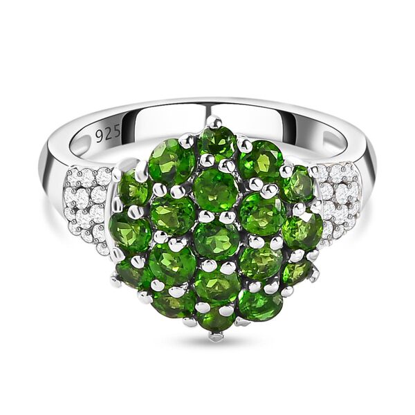 Nat&uuml;rlicher Chromdiopsid-Ring, 925 Silber platiniert  ca. 1,73 ct