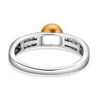 Goldener Südseeperlen und weißer Zirkon-Ring, , 925 Silber rhodiniert image number 5