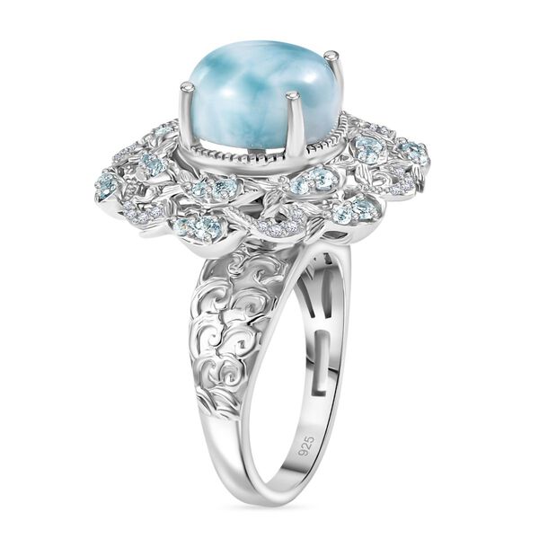 Larimar, himmelblauer Topas und Zirkon Ring - 8,91 ct. image number 4