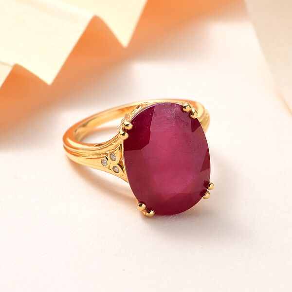 Afrikanischer Rubin und Moissanit-Ring - 13,71 ct. image number 10