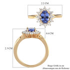 Tansanit und Zirkon Halo Ring 925 Silber Gelbgold Vermeil image number 6
