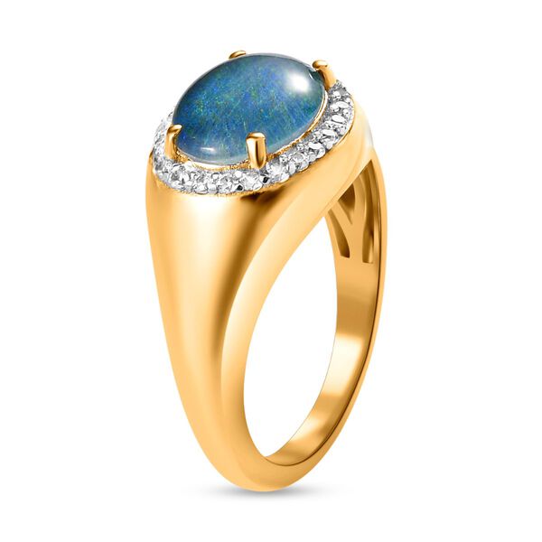 Boulder Opal Triplett und wei&szlig;er Zirkon-Ring - 2,06 ct. image number 5