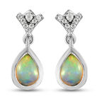Natürliche, äthiopische Opal und Zirkon-Ohrhänger in Silber image number 0