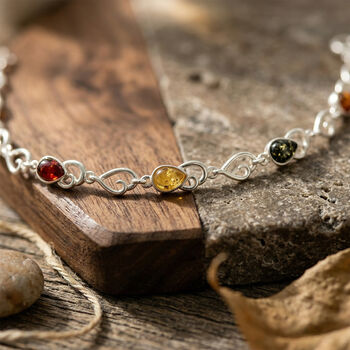 Nat&uuml;rlicher Baltischer Bernstein Armband ca. 16.5 cm 925 Silber