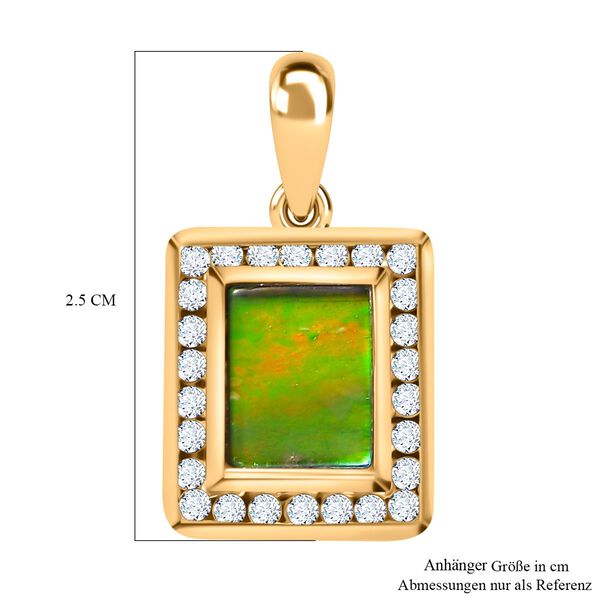 Ammolit, Wei&szlig;er Zirkon Anh&auml;nger 925 Silber 750 Gelbgold Vermeil ca. 2,74 ct. image number 6