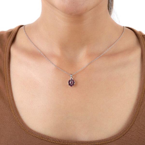 Rhodolite Granat Anh&auml;nger 925 Silber platiniert ca. 1,27 ct image number 2