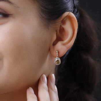 Nat&uuml;rliche, goldene Tansanit und Zirkon-Ohrringe - 1,24 ct.