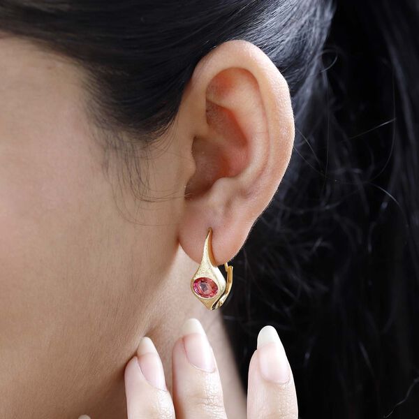 Sunset Quarz Triplette Ohrringe, 925 Silber Gelbgold Vermeil, ca. 2.93 ct image number 3