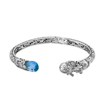 Royal Bali Kollektion- Blauer Topas-Armreif, 19cm- 7 ct.